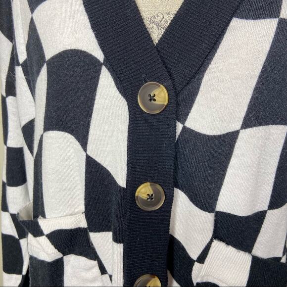 Sanctuary The Cityscape Cardi Black Warped Check Cardigan Relaxed Fit Size XS - Picture 8 of 11